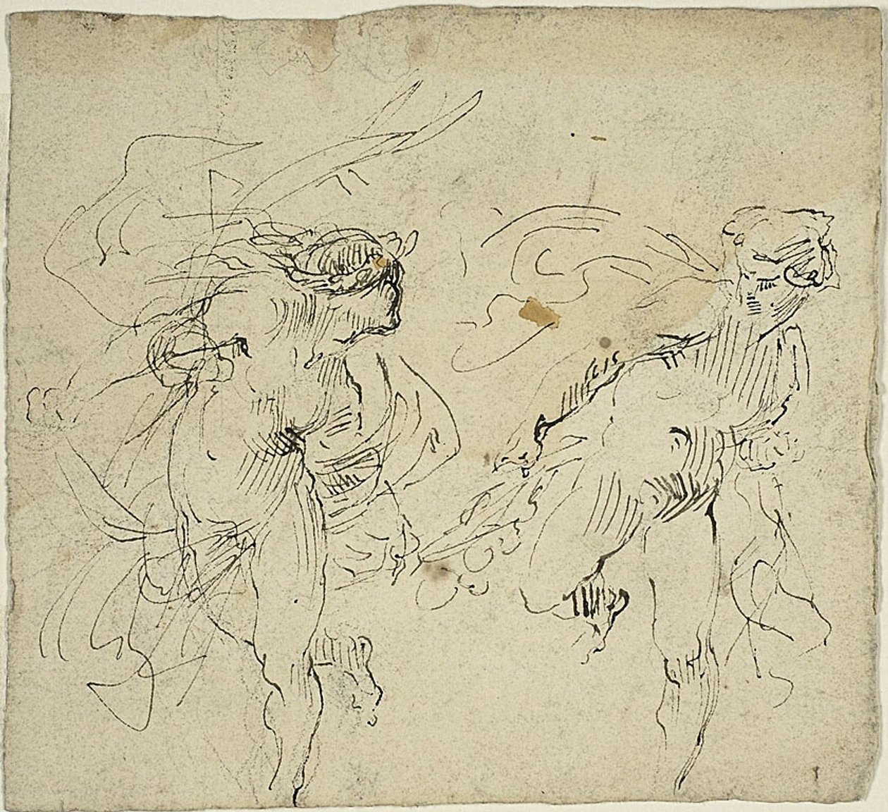 Duas figuras masculinas em movimento de Jean Baptiste Carpeaux