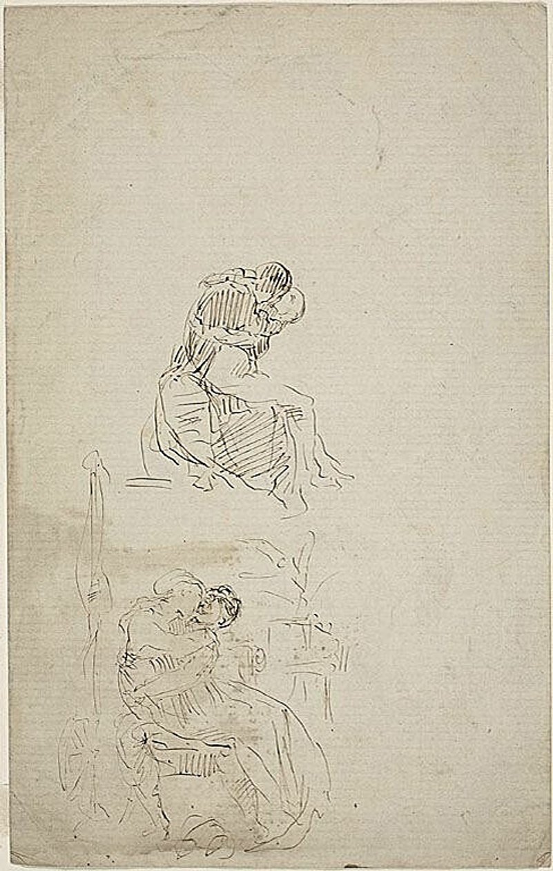 Dois casais sentados abraçados de Jean Baptiste Carpeaux