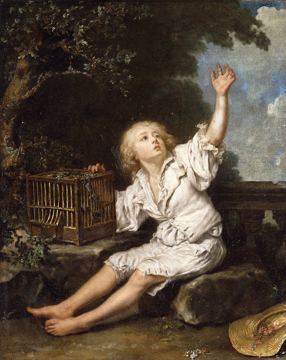 Um menino com uma gaiola vazia, de Jean Baptiste Charpentier