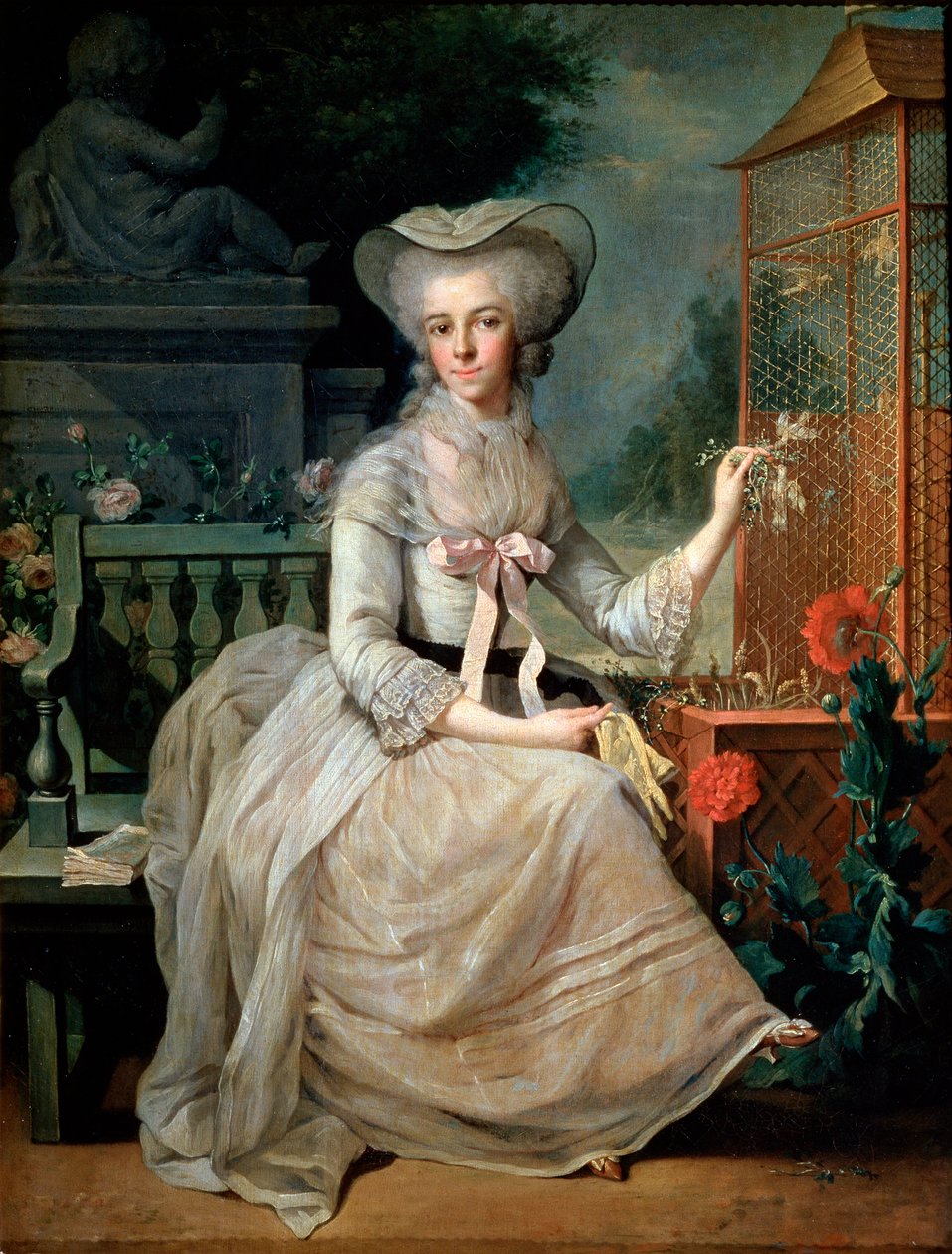 Jovem senhora em uma gaiola, 1784 de Jean Baptiste Charpentier the Elder