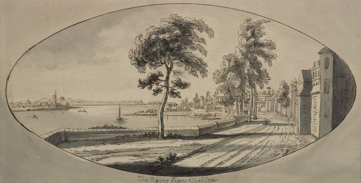 O rio Tâmisa de Chelsea (wc) de Jean Baptiste Claude Chatelain