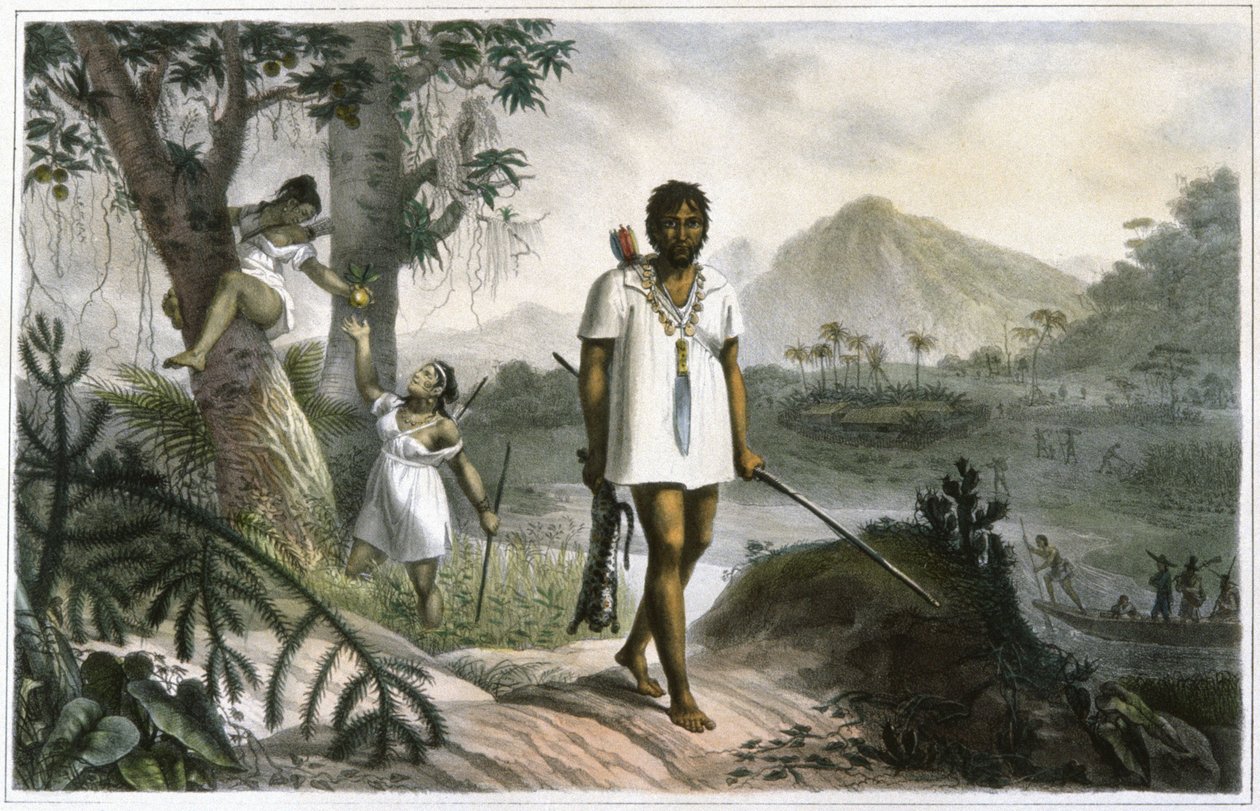 Perseguição de índios amazónicos de Jean Baptiste Debret