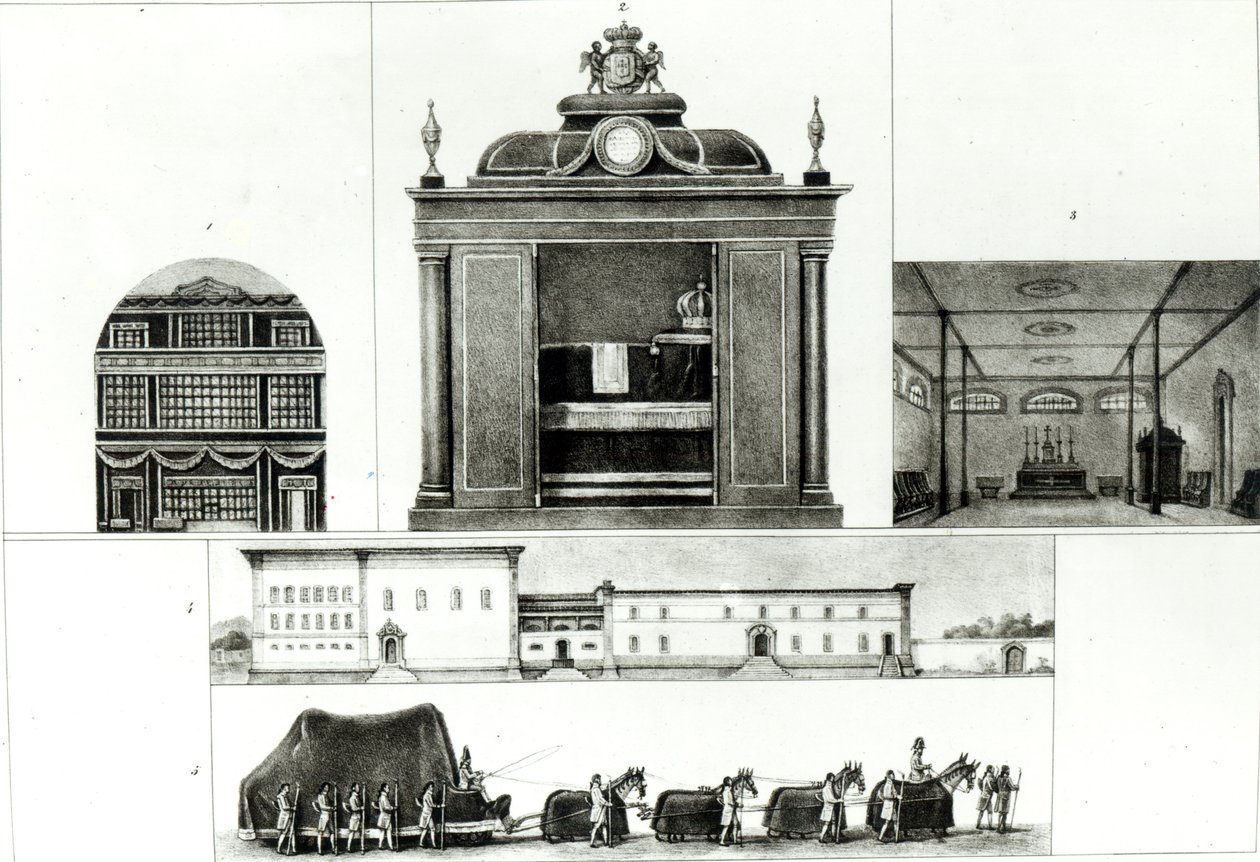 Procissão Funerária e Monumento do Imperador Leopoldo, de &39;Viagem Antiguidade e Histórica no Brasil&39;, de Jean Baptiste Debret