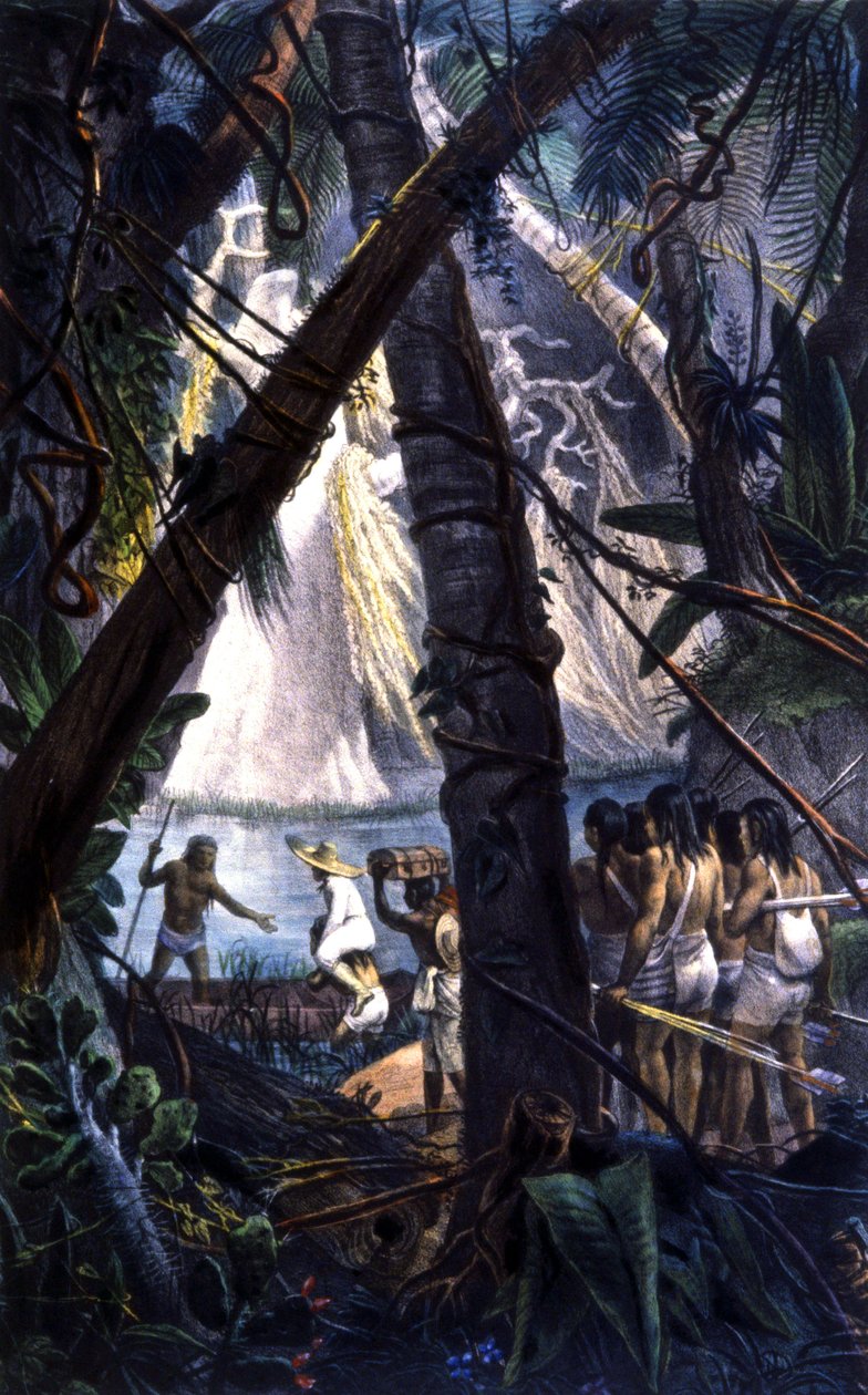 Índios goyana na floresta amazónica. Litografia de 1839 de Jean Baptiste Debret