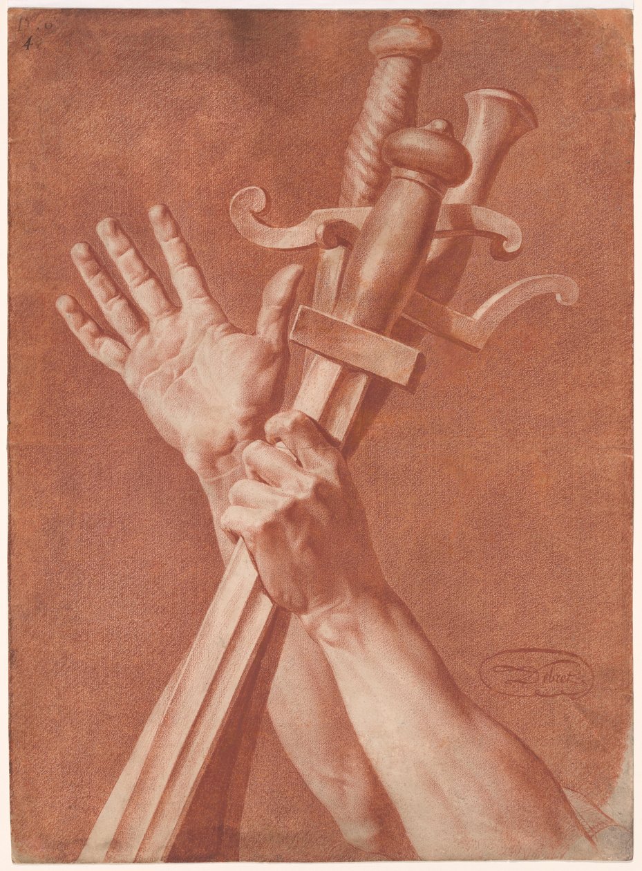 Mãos de Horatius de O Juramento dos Horatii de Jean Baptiste Debret