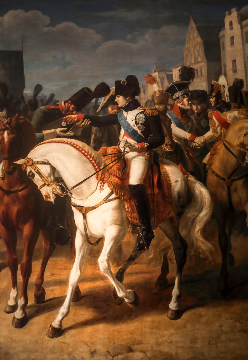 Napoleão entrega a cruz da legião de honra a um soldado russo em Tilsitt 1808 (óleo sobre tela) de Jean Baptiste Debret