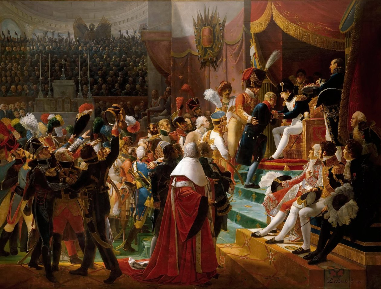 Primeira distribuição de condecorações da Legião de Honra na igreja dos Inválidos, 14 de julho de 1804 de Jean Baptiste Debret