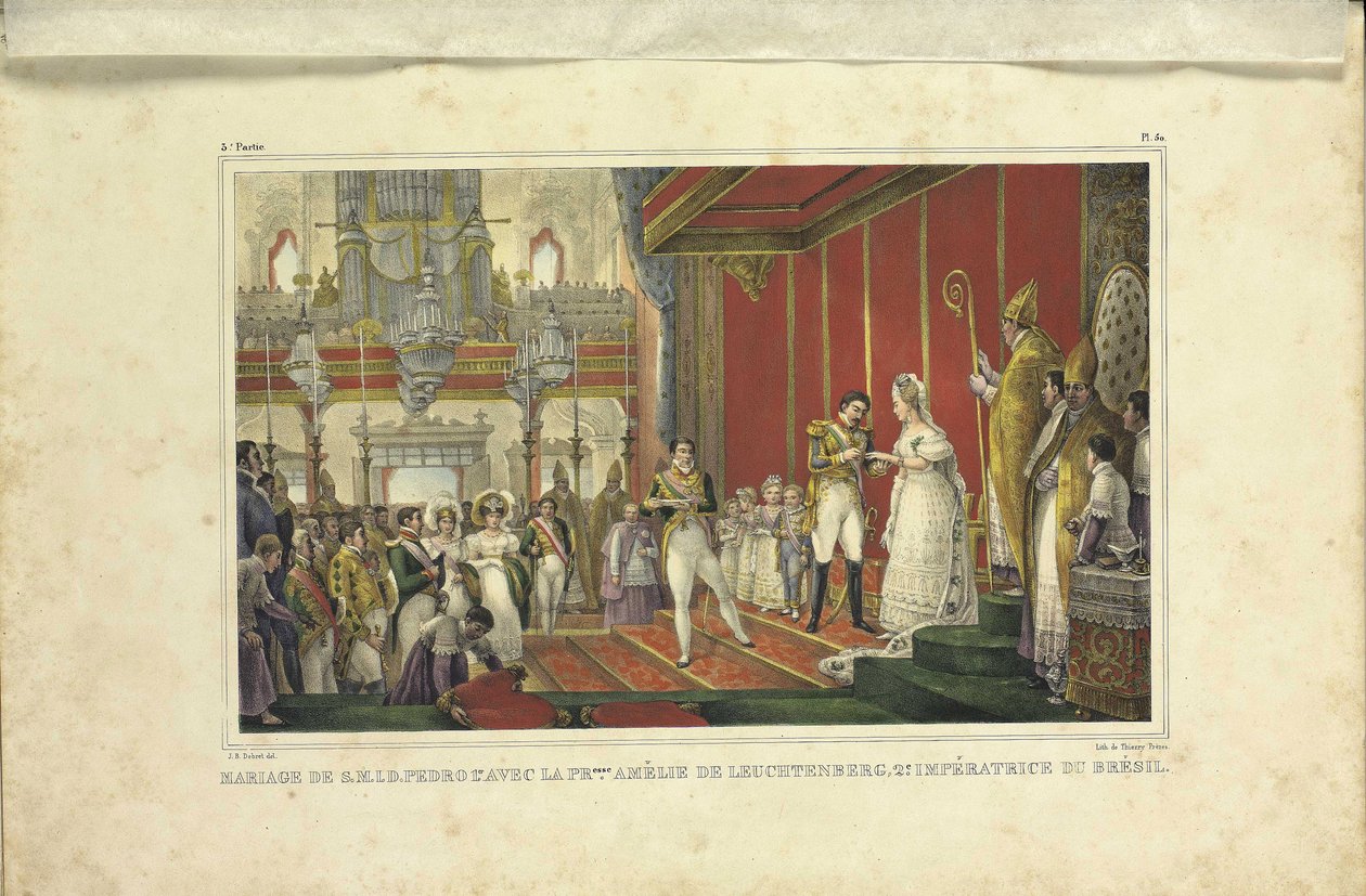 O casamento de Amélie de Leuchtenberg e o imperador Pedro I do Brasil, 1829 de Jean Baptiste Debret