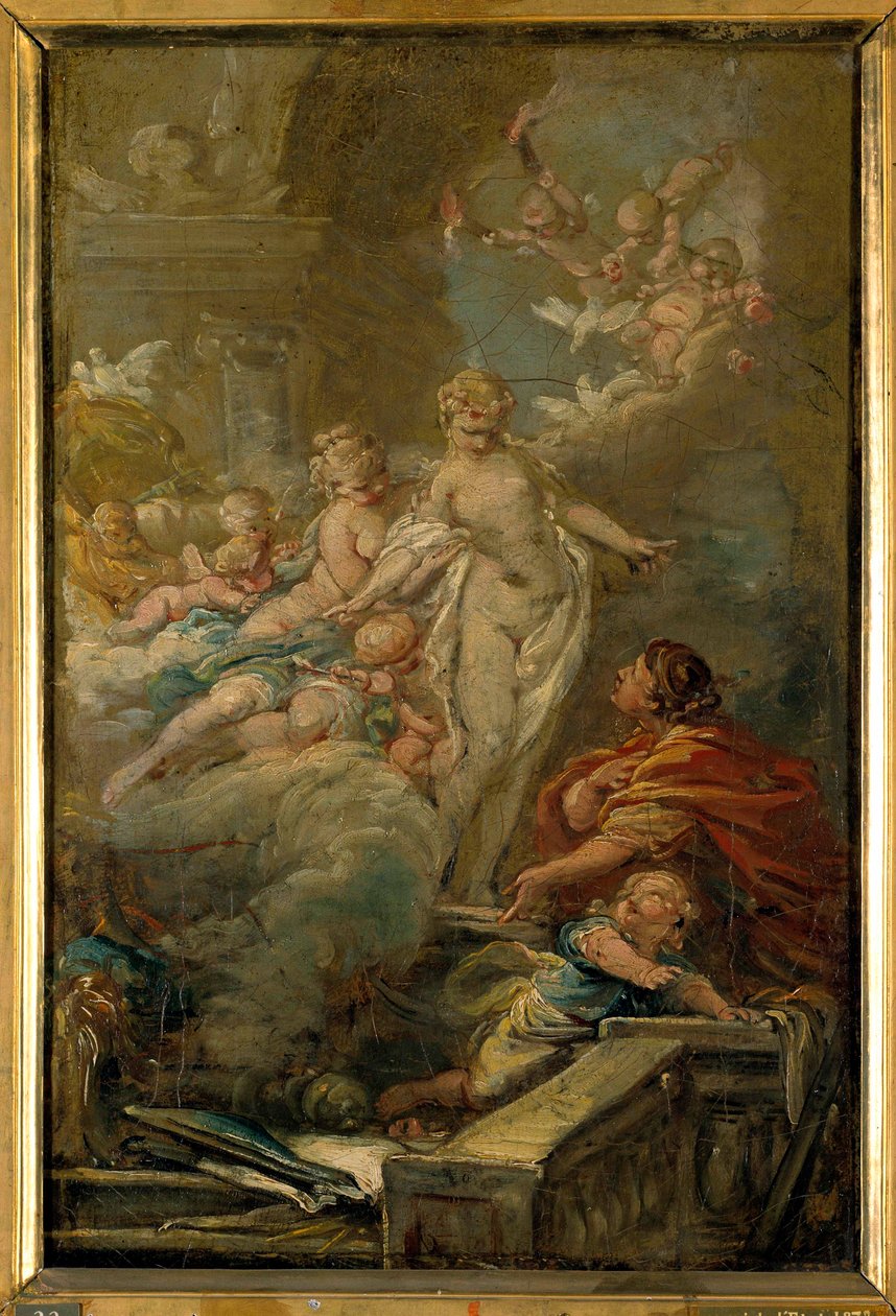 Pygmalion e Galatee Esquisse de Jean Baptiste Deshays (1729-1765) Sol do século XVIII. 0,49 x 0,33 m. Passeios ao Museu de Belas Artes de Jean Baptiste Deshays