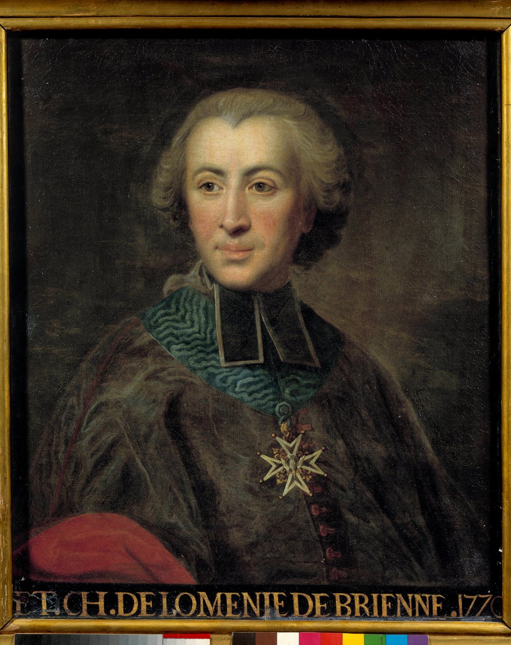 Retrato de Etienne Charles de Lomenie de Brienne (1727 - 1794) chefe do conselho de finanças. Pintura de Jean Baptiste Despax (1710 - 1794) de Jean Baptiste Despax