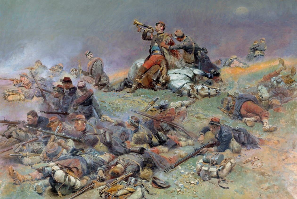 Morte do Comandante Berbegier na Batalha de Saint-Privat (Saint Privat), a 18/08/1870 Pintura de Edouard Detaille (1848-1912) Sol. 1,1x1,4 m Paris, musee de l
