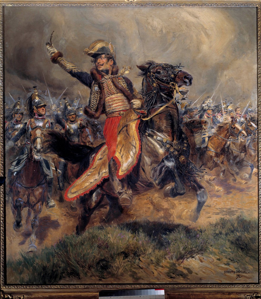Guerra Napoleônica: "O último posto do General Antoine Charles Conde de Lasalle (1775-1809), morto em Wagram no dia 6 de julho de Jean Baptiste Edouard Detaille