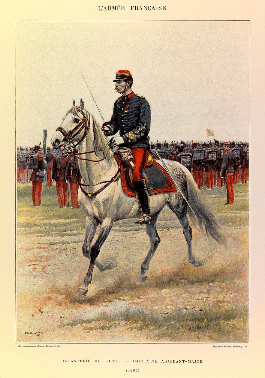 Tipos e Uniformes da Arma Francesa do Capitão Jules Richard, ilustrado por Edouard Detaille (1848-1912): Linha Infantaria: Capitão Oficial de Mandado de Segurança em 1885, Coleção Privada de Jean Baptiste Edouard Detaille