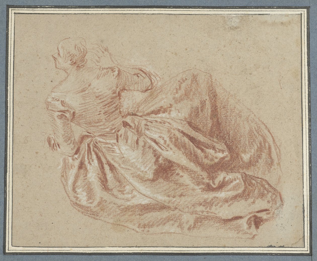 Senhora sentada no chão de Jean Baptiste François Pater