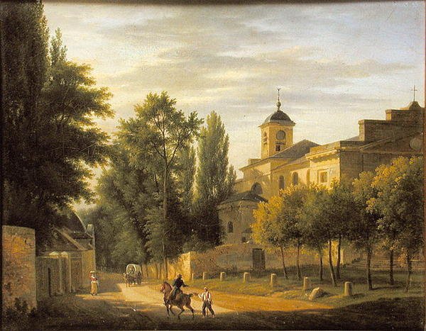 Vista da Igreja de Ville d&39;Avray em c.1820 de Jean Baptiste Gabriel Langlace
