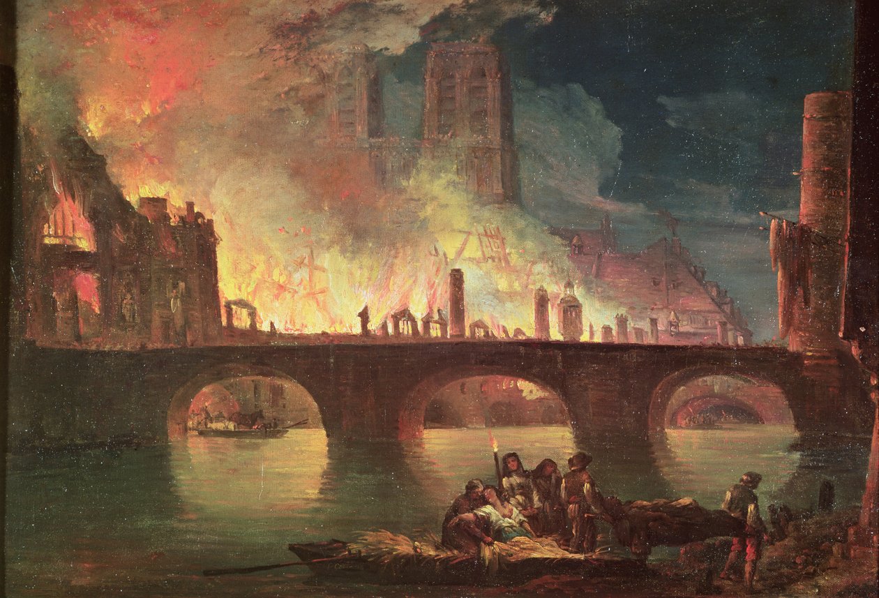 Um incêndio no Hotel-Dieu em 1772 de Jean Baptiste Genillion