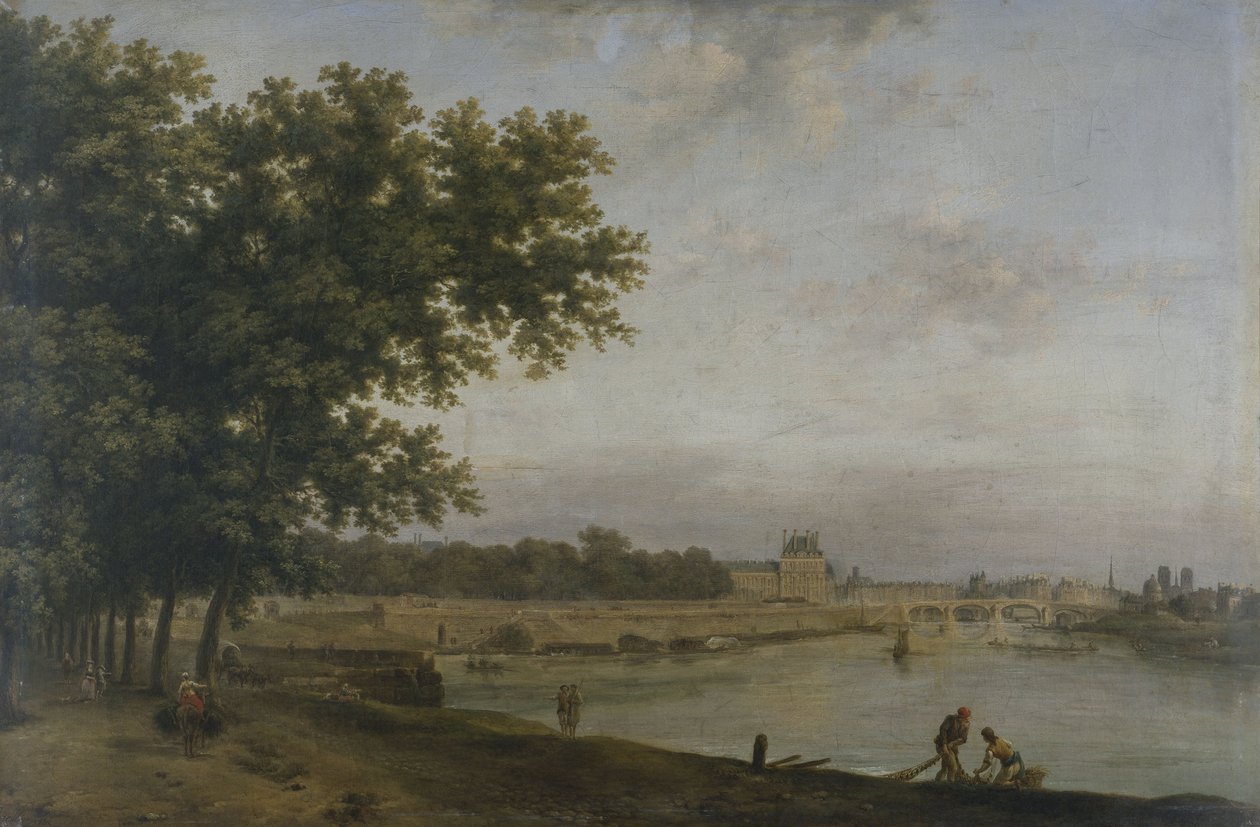 As Tulherias e o Pont Royal, vistos do Cours-la-Reine, em 1783 (óleo sobre tela) de Jean Baptiste Genillion