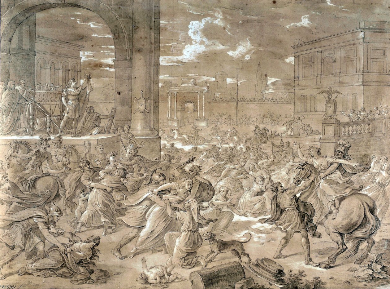 Rapto das Sabinas (óleo sobre tela) de Jean Baptiste Giry