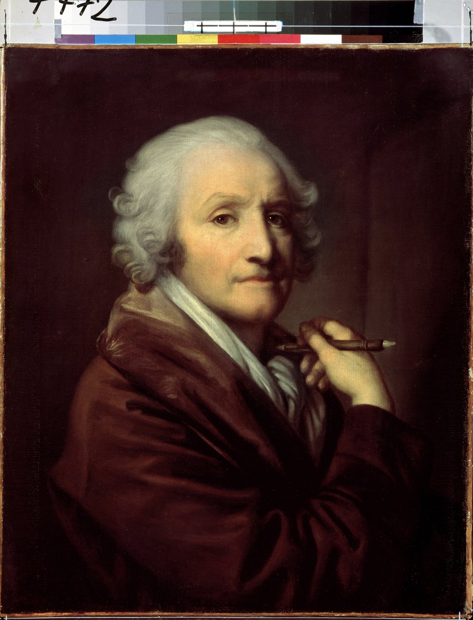 ""Auto-retrato"" (Auto-retrato) Pintura de Jean Baptiste Greuze (1725-1805) por volta de 1780 Dim. 55,5x46 cm Museu Hermitage de São Petersburgo de Jean Baptiste Greuze