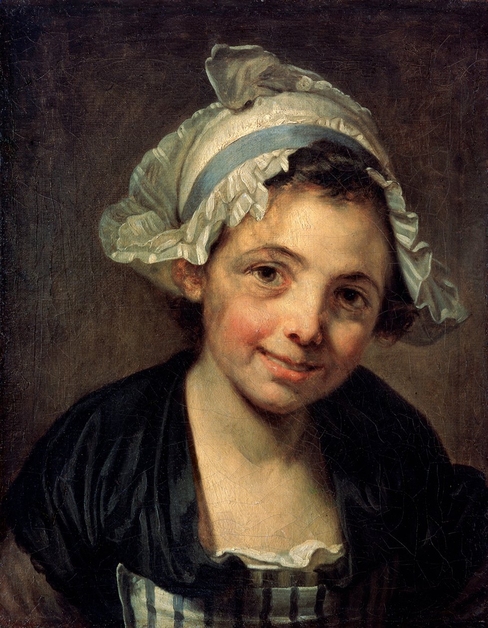 Garota em um gorro, década de 1760 de Jean Baptiste Greuze