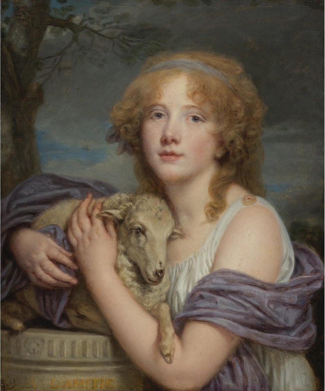 Rapariga com um cordeiro de Jean Baptiste Greuze