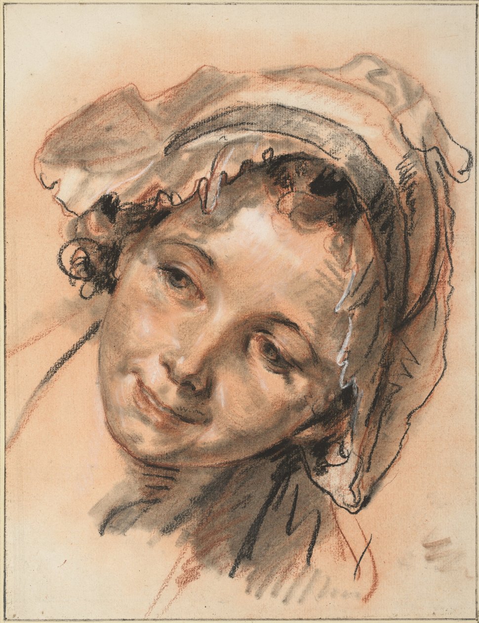 Cabeça de rapariga sorridente de Jean Baptiste Greuze