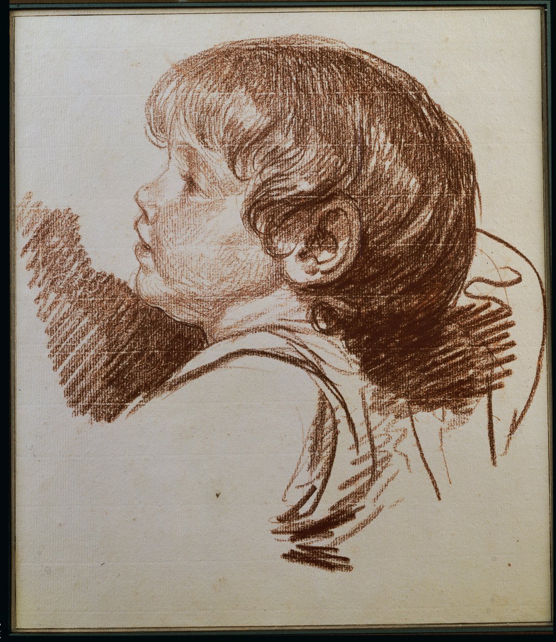 Cabeça de um garoto de perfil para o ledt de Jean Baptiste Greuze