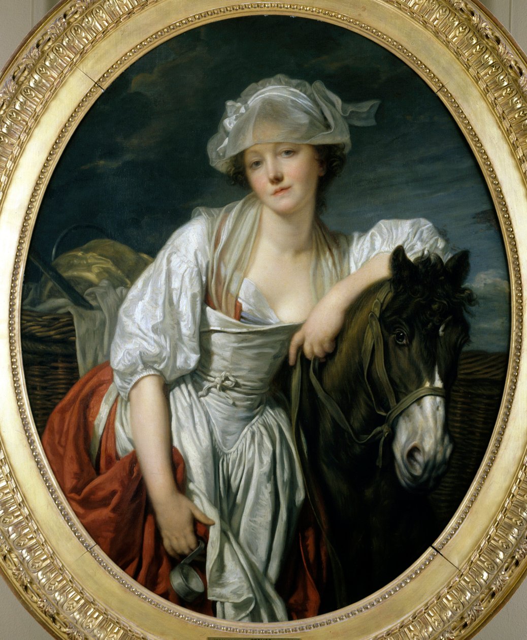 Pintura La laitiere de Jean Baptiste Greuze (1725-1805) Sol do século XVIII. 1,06x0,86 m Paris, Musee du Louvre. de Jean Baptiste Greuze