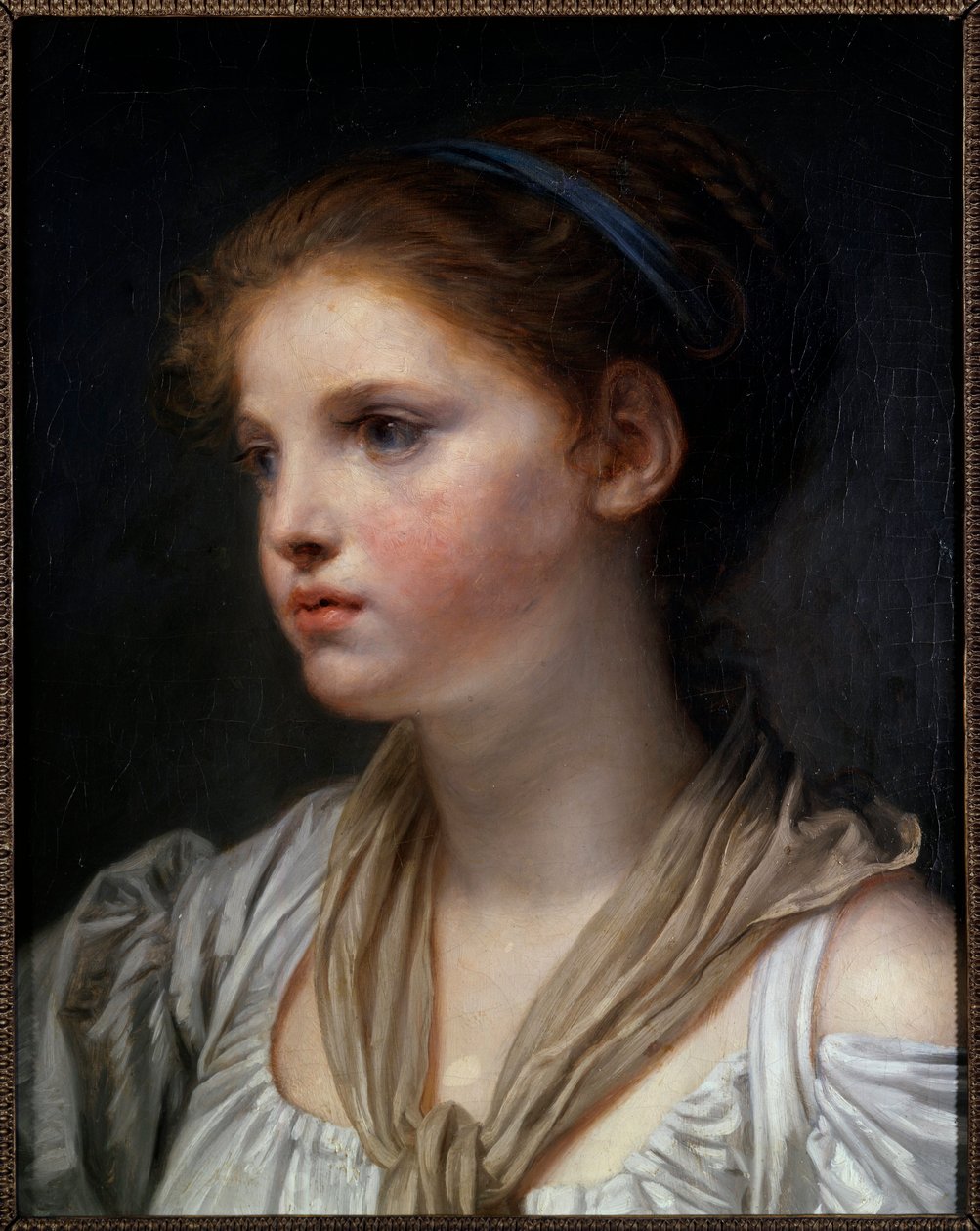 Retrato de uma menina com fita azul Pintura de Jean Baptiste Greuze (1725-1805) Sol do século XVIII. 0,45x0,39 m Rennes, Musee des Beaux Arts de Jean Baptiste Greuze