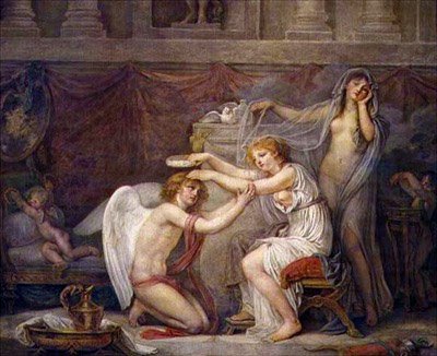 Psique, coroando amor de Jean Baptiste Greuze