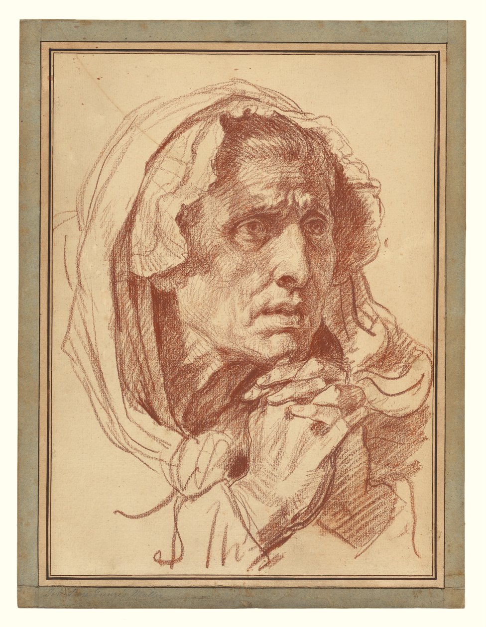 Estudo da cabeça de uma mulher idosa de Jean Baptiste Greuze