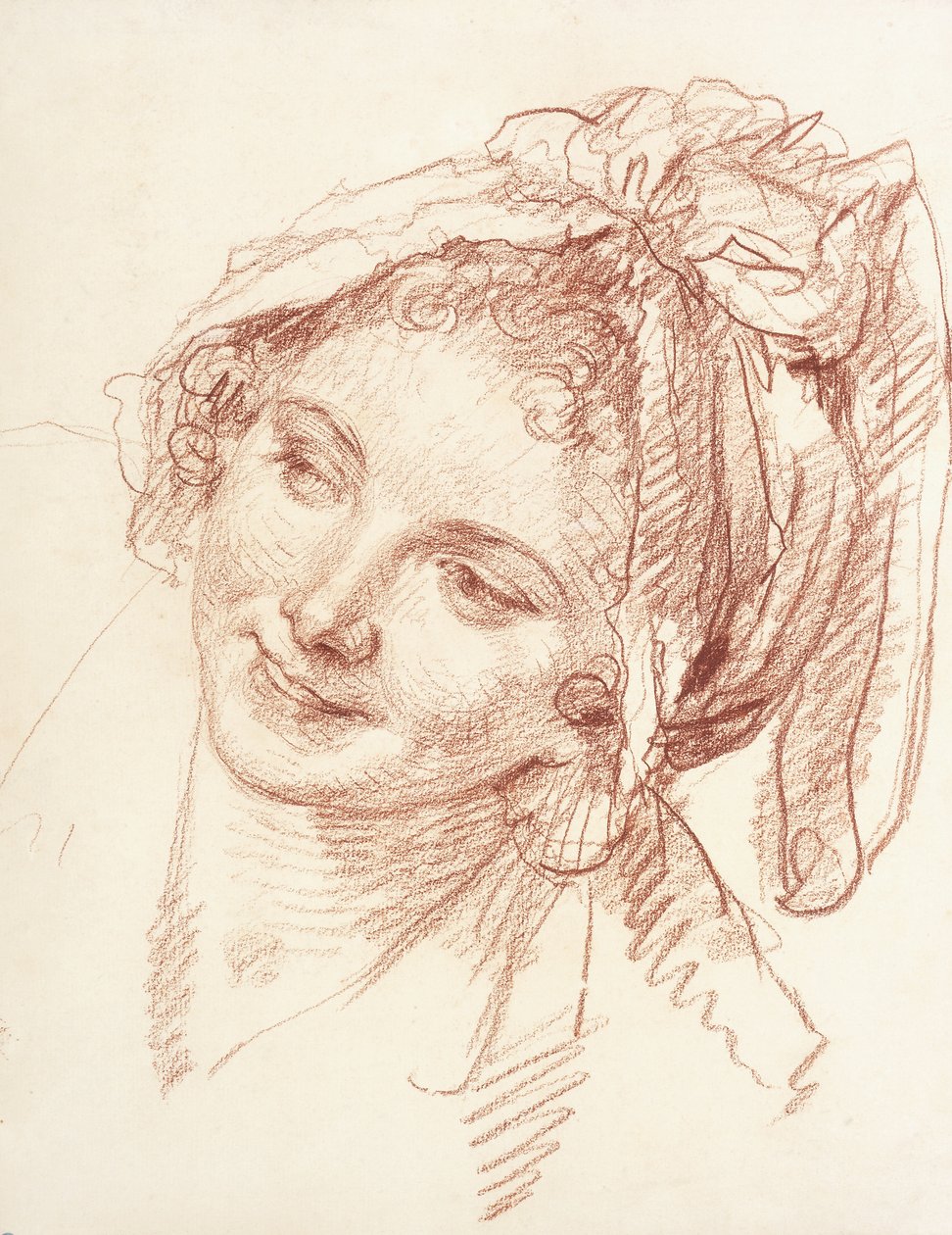 A cabeça de uma jovem inclinada para a esquerda, de Jean Baptiste Greuze