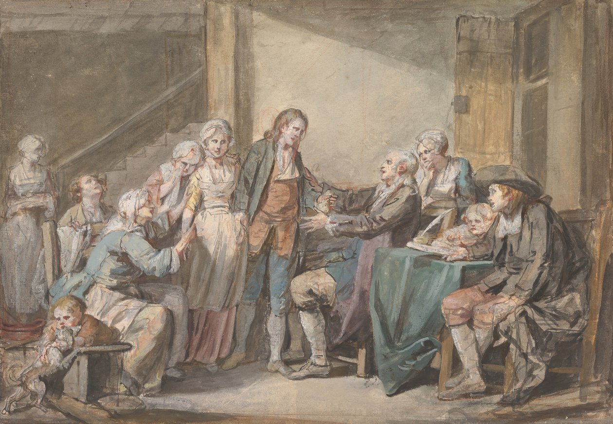 O Contrato de Casamento, ca. 1761. de Jean Baptiste Greuze