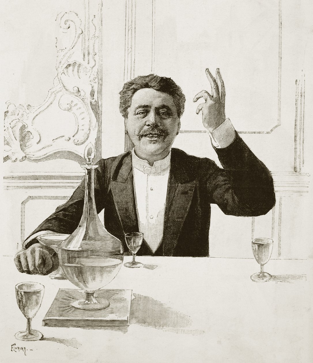 Retrato de Henry Becque (1837-1899), dramaturgo francês - túmulo de Florian depois de Jean-Baptiste Guth (1883-1921) - publicado na Revue illustree, ca. 1890 de Jean Baptiste Guth