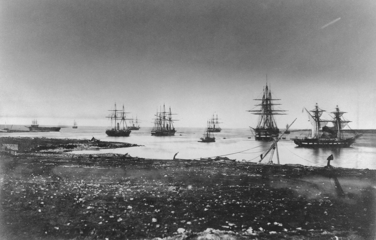 Guerra da Criméia, esquadrão da França, entrada no porto, 1855 de Jean Baptiste Henri Durand Brager