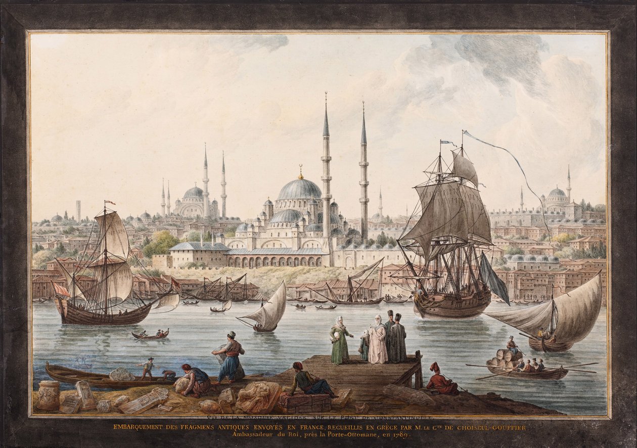 O Yeni Cami e o porto de Istambul, segunda metade do século XVIII. de Jean Baptiste Hilair