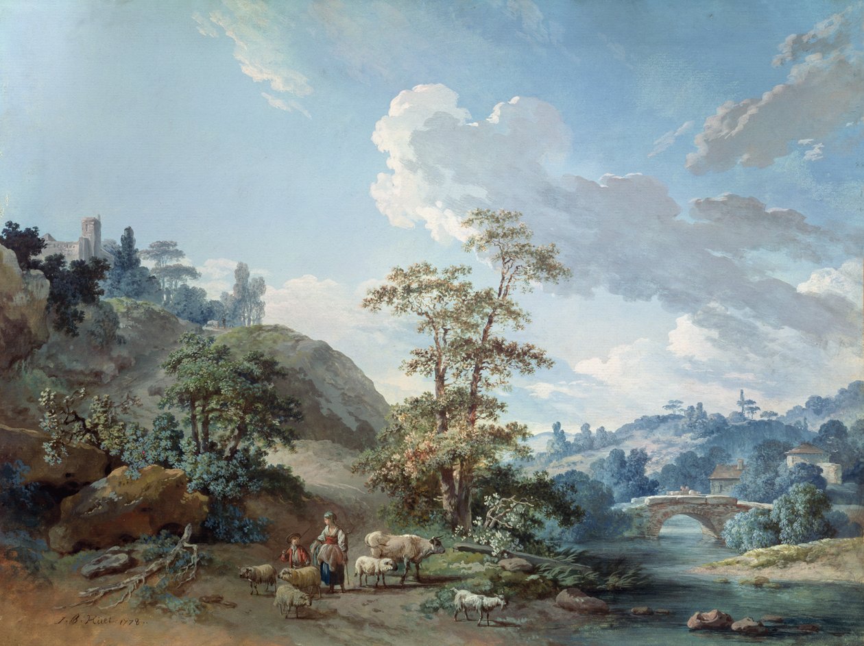 Ponte em um vale, 1778 (guache) de Jean Baptiste Huet