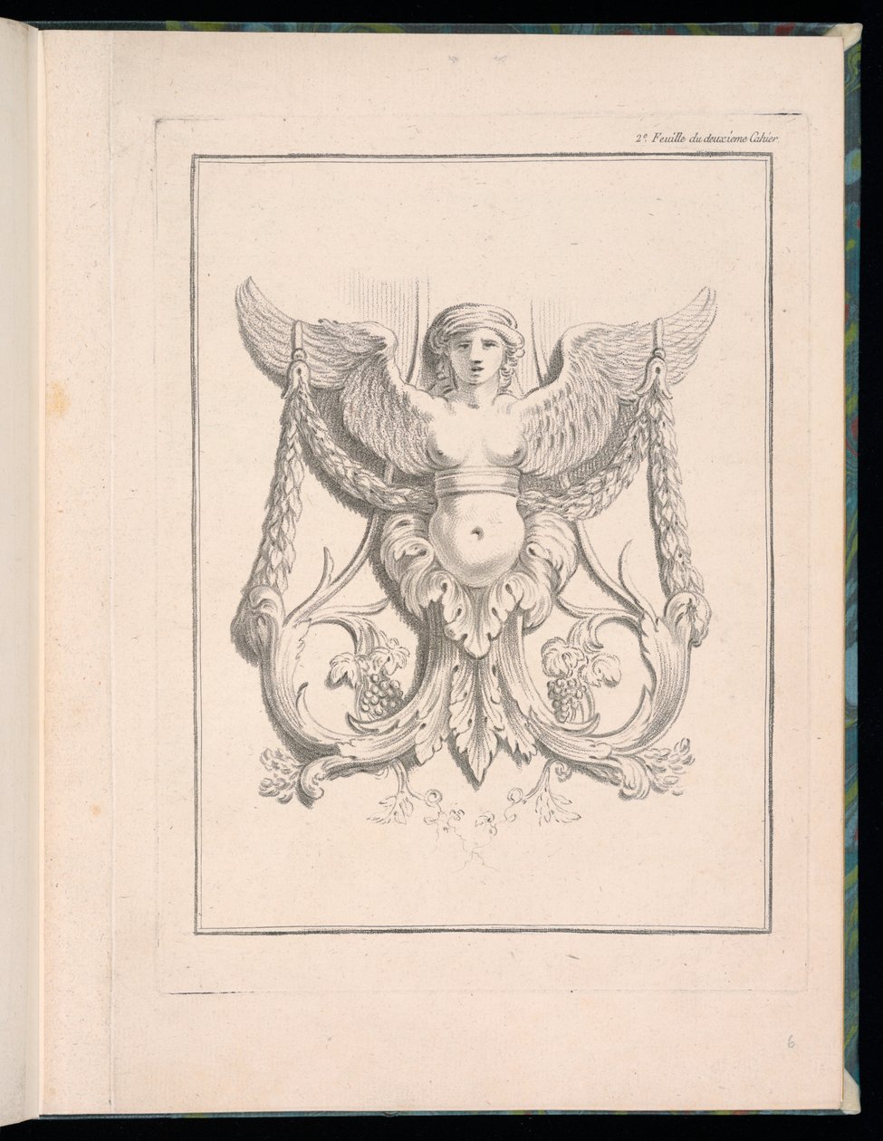 Projeto para uma Esfinge, pl. 2, Deuxieme Cahiers des arabesques dessinés par J. B. Huet ... [Livro 2, Portfolios of Arabesques Projetado por J.B. Tem] de Jean Baptiste Huet