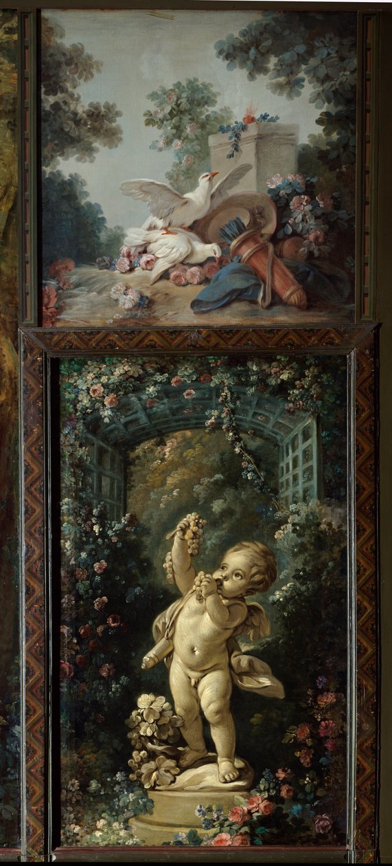 Painel da porta do salão Gilles Demarteau (1722-1776): o sacrifício no altar do Amor e do Amor com uvas. Estudo de Jean Baptiste Huet (1745-1811) Paris do século XVIII, Musee Carnavalet de Jean Baptiste Huet