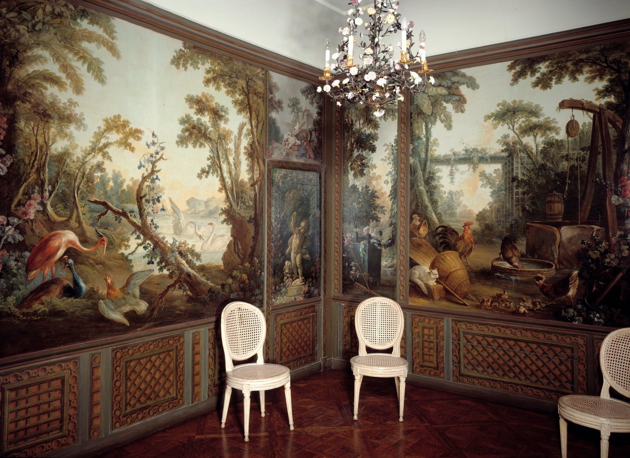 Vista interna do Salão dearteau realizado por Jean Baptiste Huet (1745-1811) de Jean Baptiste Huet