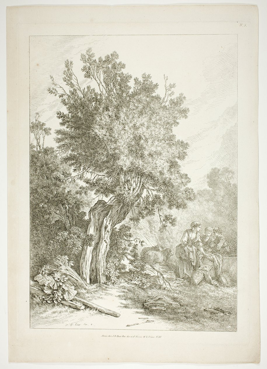Placa cinco de 38 de Oeuvres de J. B. Huet de Jean Baptiste Huet