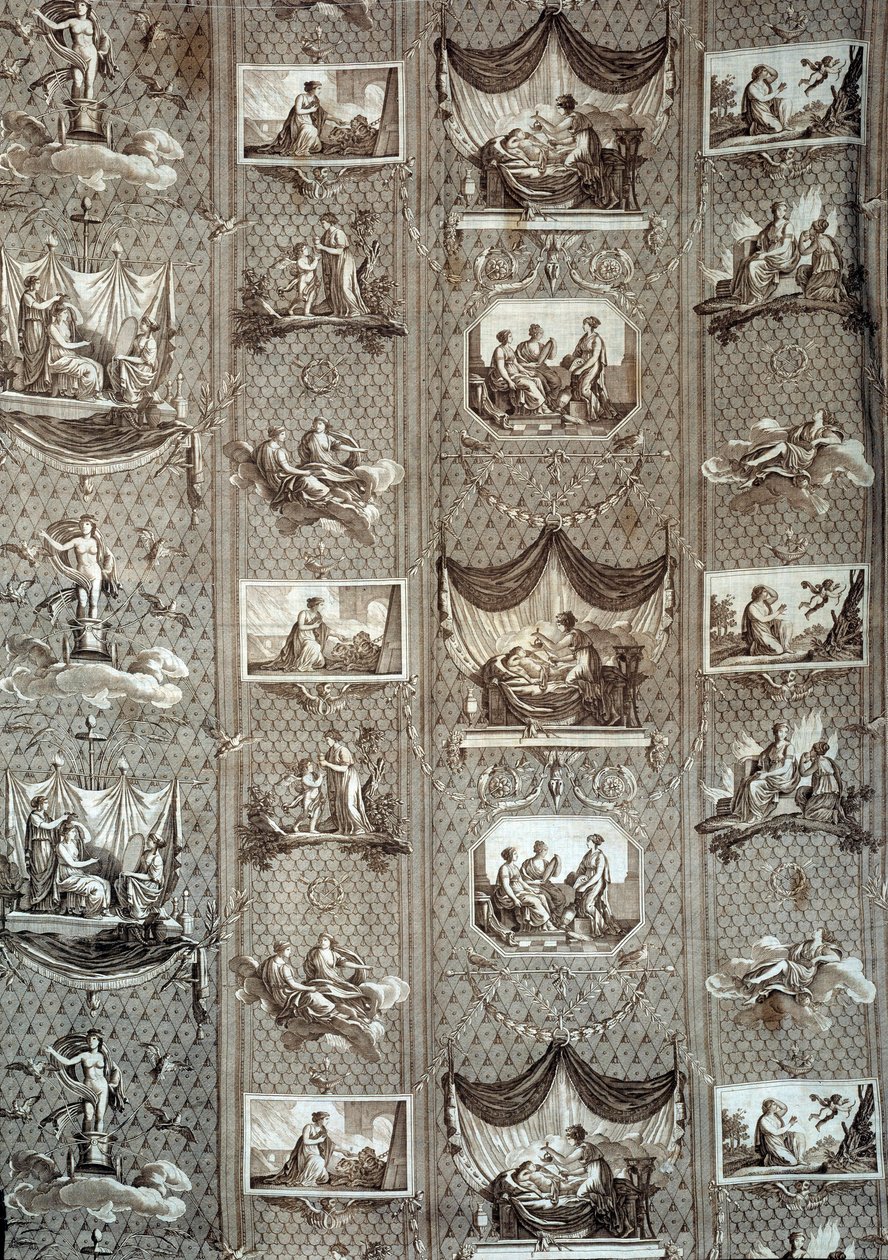 Tapeçaria representando a psique e o cupido. A partir de um desenho de Jean-Baptiste Huet (1745-1811) de Jean Baptiste Huet