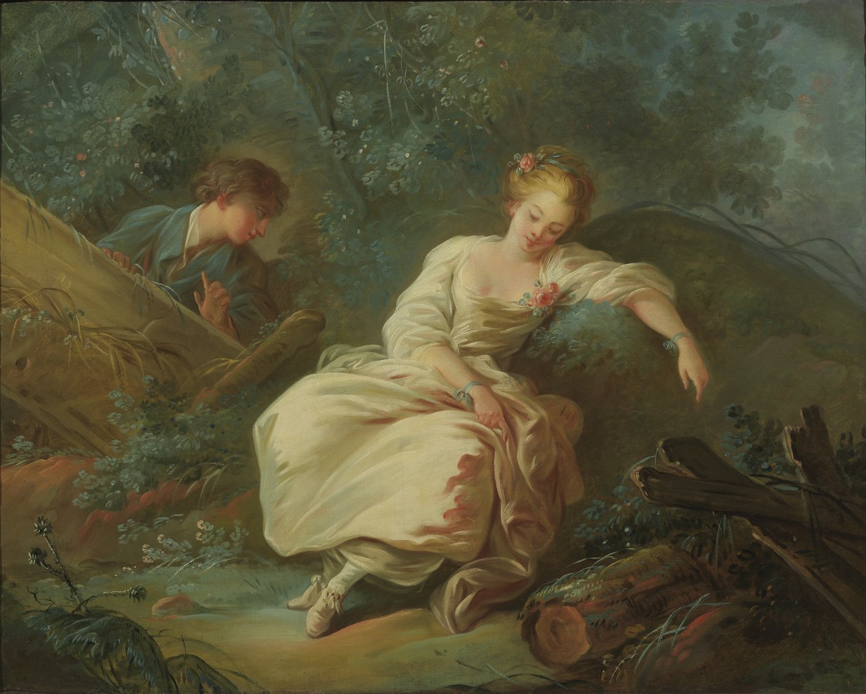 Par jovem, em, um, paisagem de Jean Baptiste Huet
