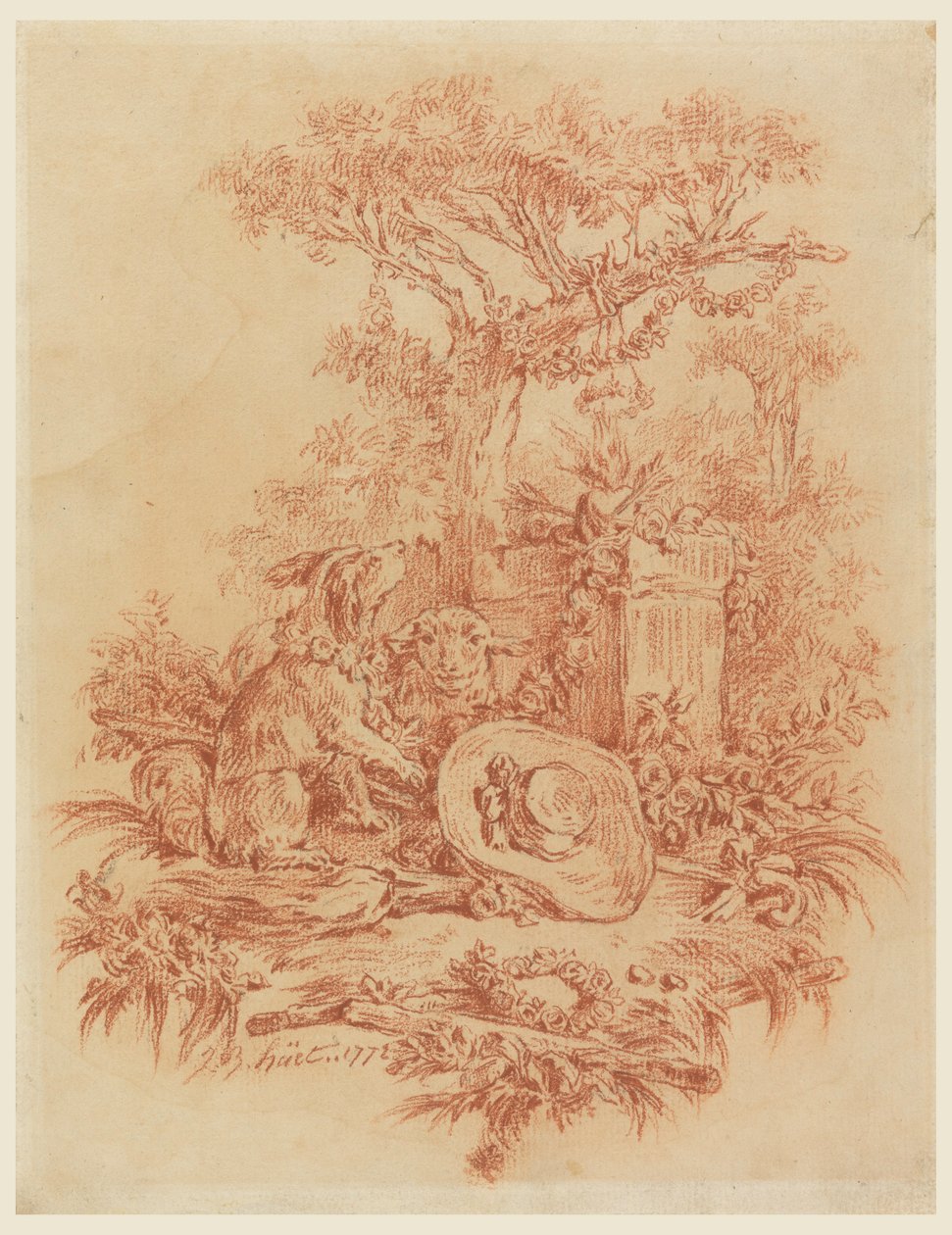 Desenho, Pastorale, 1772 de Jean Baptiste Huet