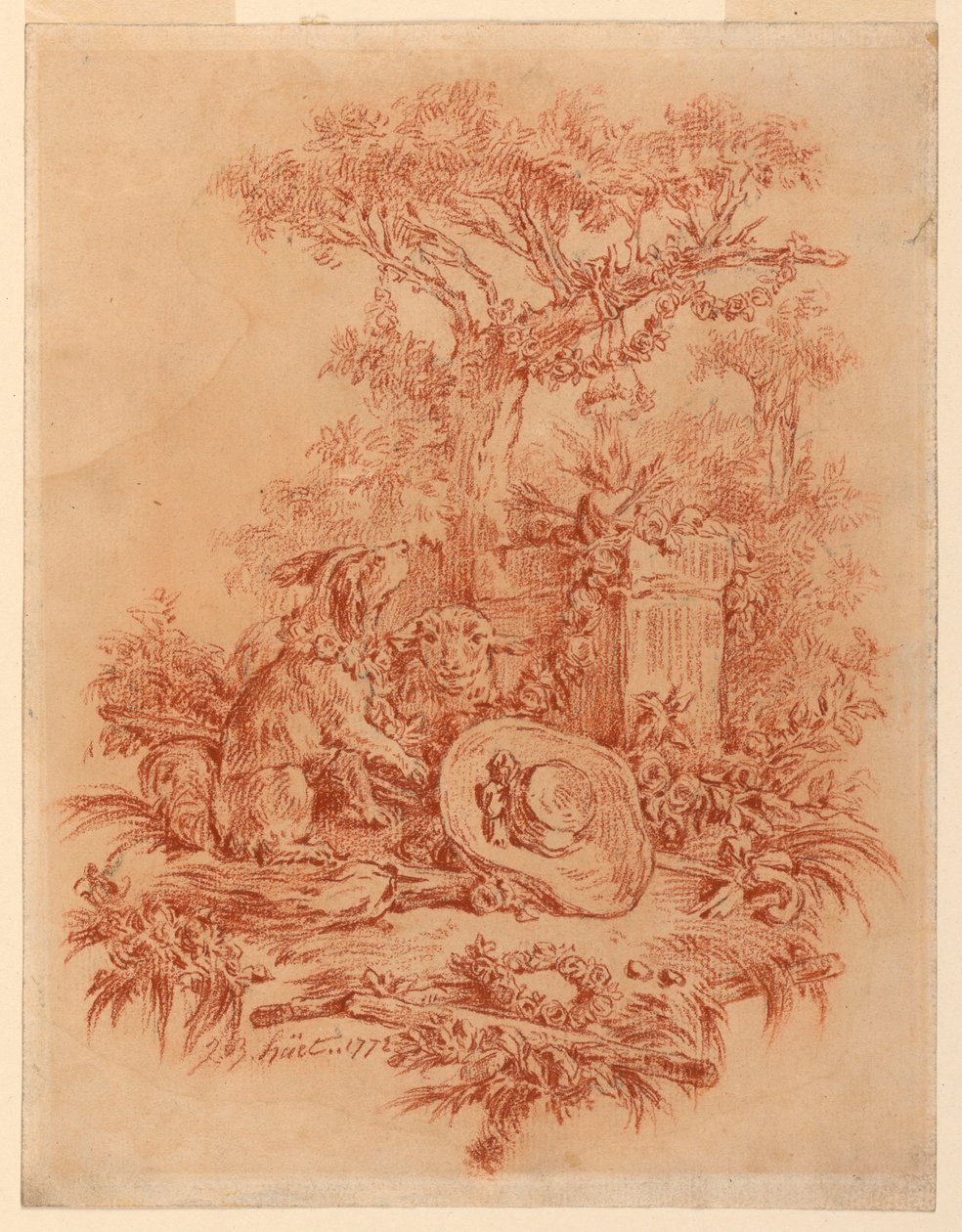 Desenho, Pastorale, 1772 de Jean Baptiste Huet