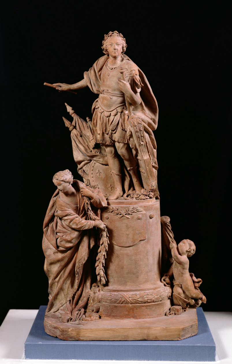 Luís XV (1710-1774) como Imperador Romano, projeto de uma estátua para o Hotel de Ville em Rennes, c.1748 (terracota) de Jean Baptiste II Lemoyne
