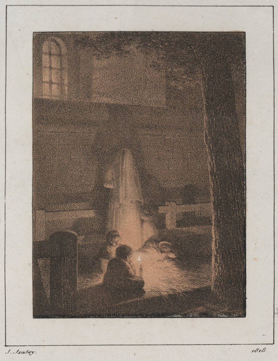Crianças com vela, 1818. de Jean Baptiste Isabey