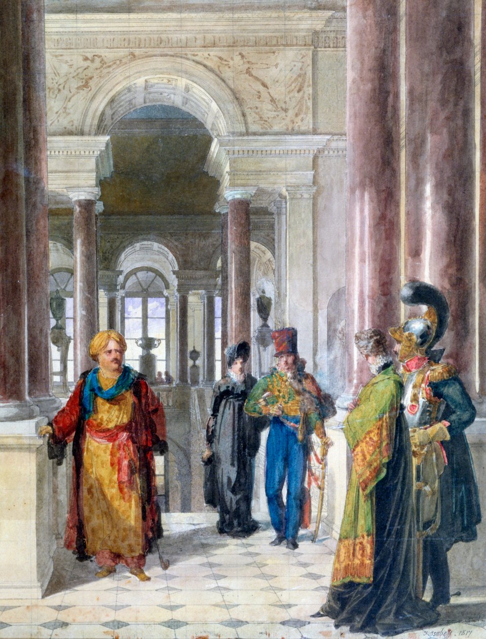 Explorando o Museu, 1817 de Jean Baptiste Isabey