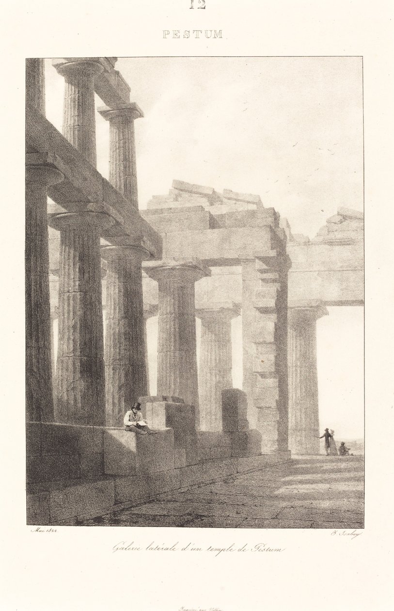 Galeria lateral de um templo em Paestum de Jean Baptiste Isabey