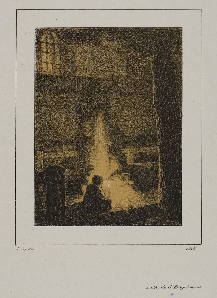 Grupo de crianças ao redor de uma vela de Jean Baptiste Isabey